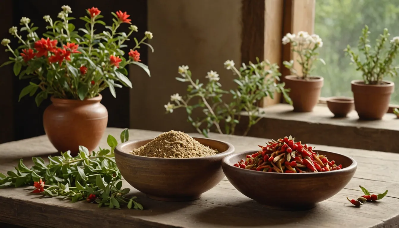 Ashwagandha herbs and flowers on a table