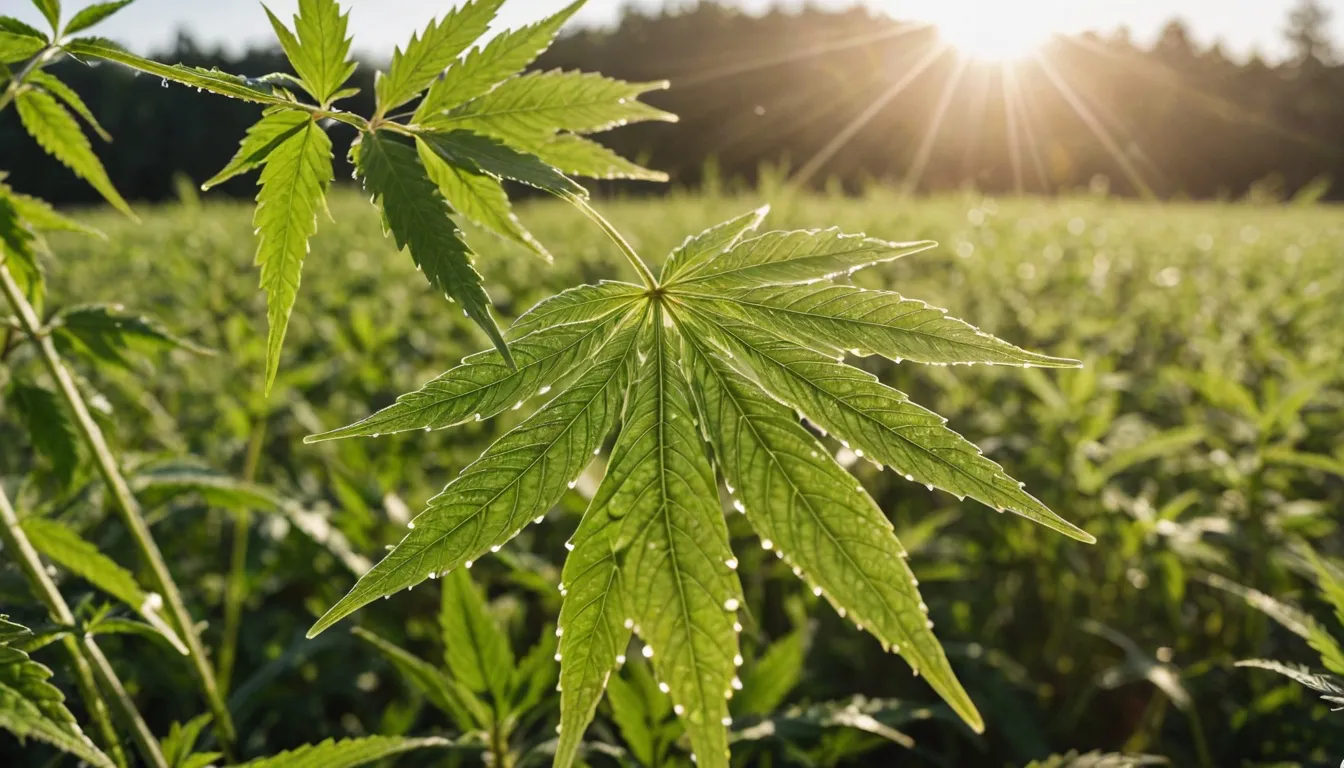 Thriving hemp growing in the sun.